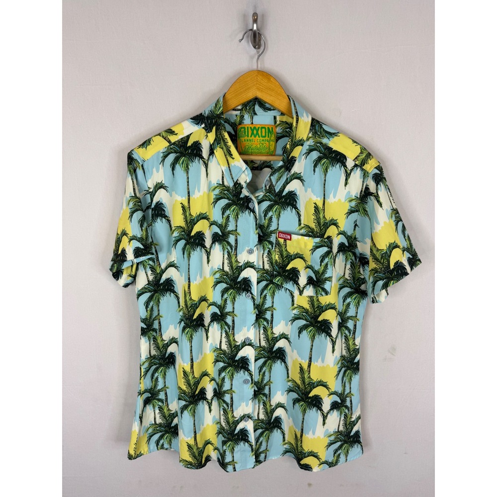 Dixxon Flannel Co‎ Honolulu Tropical Palm Tree Shirt Women XL Yellow Party Wear